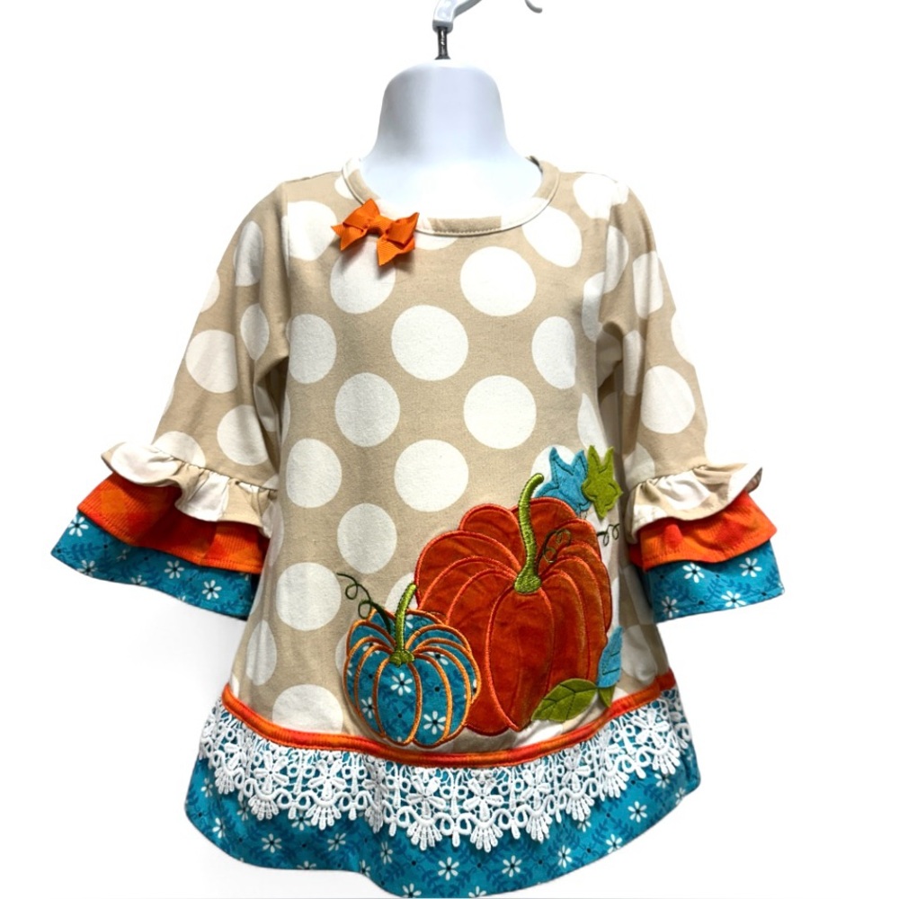 Emily Rose Beige Polka Dot Pumpkin Dress Size 5